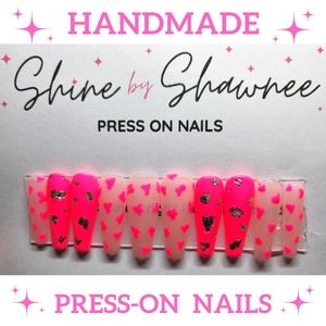 Handmade Luxury Press-On Nails | Sturdy & Reusable | PINK COW SPOTS